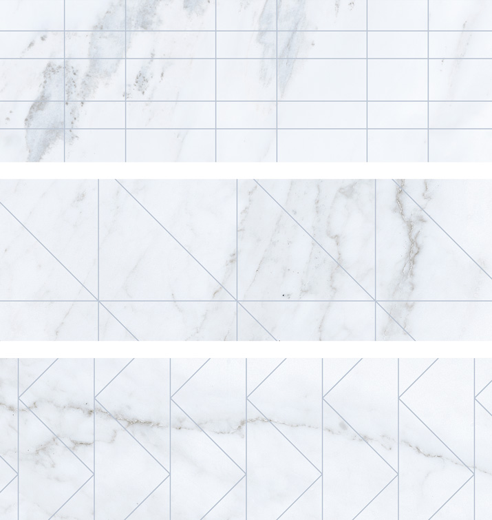 4.5 X 13 Deco Velvet Blanco brick porcelain tile (9 MIXED PATTERNS)